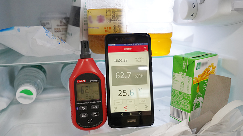 UT333BT Temperature and humidity measurement in refrigerator